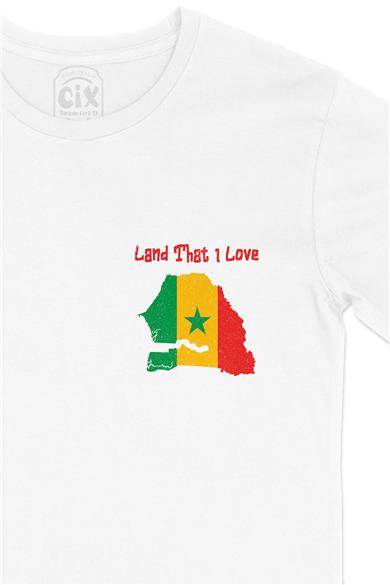 Land That I Love Senegal Cep Tasarım Baskılı Beyaz Tişört