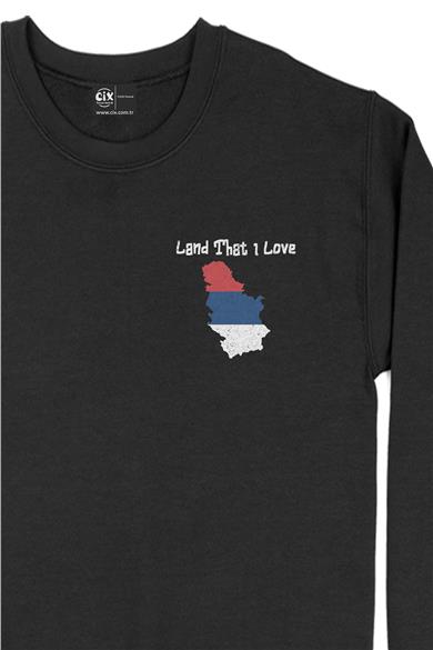 Land That I Love Sırbistan Cep Tasarım Baskılı Sweatshirt