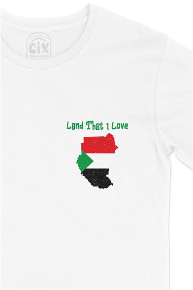 Land That I Love Sudan Cep Tasarım Baskılı Beyaz Tişört