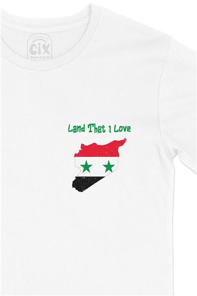 Land That I Love Suriye Cep Tasarım Baskılı Beyaz Tişört