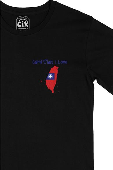 Land That I Love Tayvan Cep Tasarım Baskılı Siyah Tişört