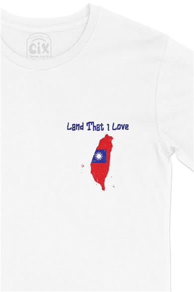 Land That I Love Tayvan Cep Tasarım Baskılı Beyaz Tişört