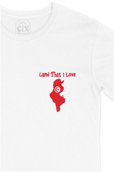 Land That I Love Tunus Cep Tasarım Baskılı Beyaz Tişört