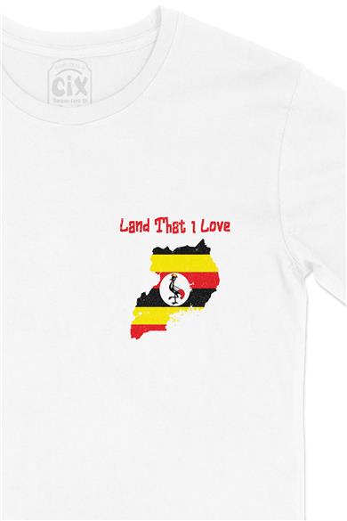 Land That I Love Uganda Cep Tasarım Baskılı Beyaz Tişört