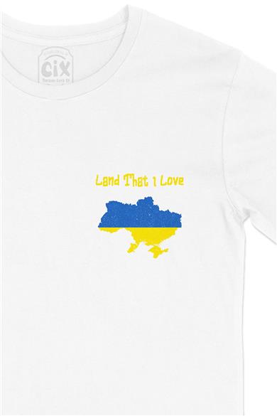 Land That I Love Ukrayna Cep Tasarım Baskılı Beyaz Tişört