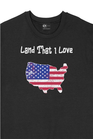 Land That I Love USA Amerika Bayraklı Kalpli Siyah Sweatshirt
