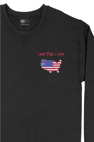 Land That I Love USA Cep Tasarım Baskılı Sweatshirt