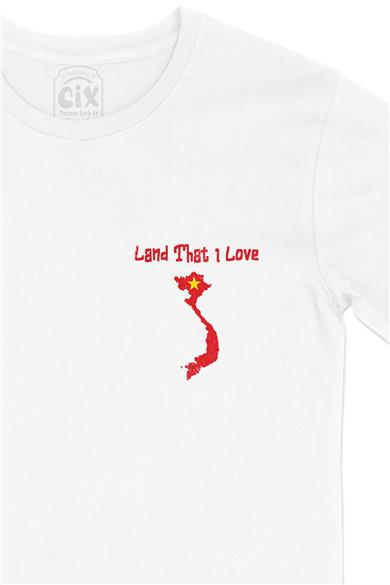 Land That I Love Vietnam Cep Tasarım Baskılı Beyaz Tişört