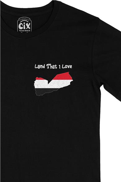 Land That I Love Yemen Cep Tasarım Baskılı Siyah Tişört