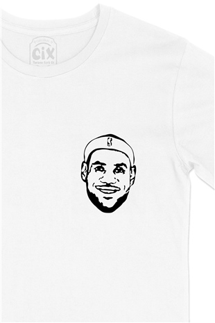 Lebron James Cep Logo Tasarımlı Beyaz Tişört