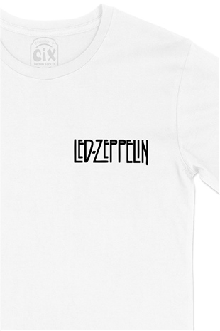Led Zeppelin Cep Logo Tasarımlı Beyaz Tişört