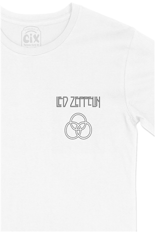 Led Zeppelin John Bonhamb Cep Logo Tasarımlı Beyaz Tişört