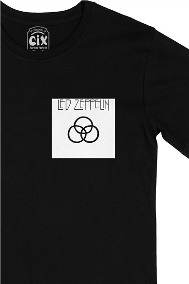 Led Zeppelin John Bonhamb Cep Logo Tasarımlı Siyah Tişört