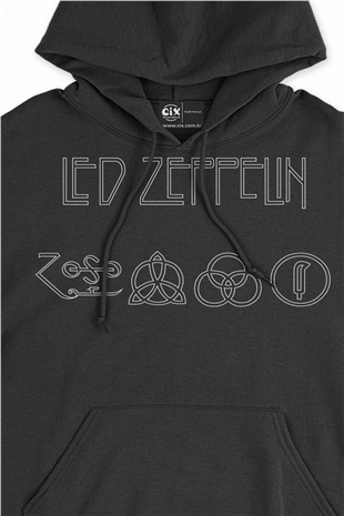 Led Zeppelin Logo Tasarım Siyah Sweatshirt Hoodie