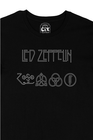 Led Zeppelin Logo Tasarım Siyah Tişört