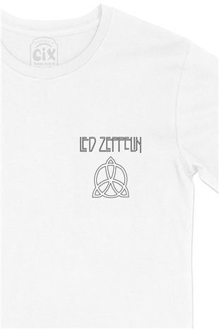 Led Zeppelin Paul Joness Cep Logo Tasarımlı Beyaz Tişört