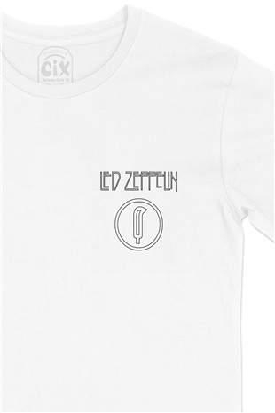 Led Zeppelin Robert Plant Cep Logo Tasarımlı Beyaz Tişört