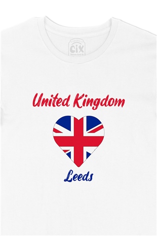 Leeds İngiltere Bayraklı Kalpli Tişört