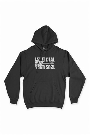 Let It Heal Your Soul Siyah Kapşonlu Sweatshirt Hoodie