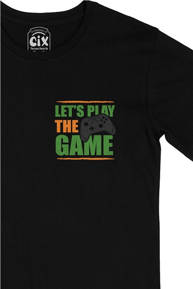 Lets Play The Game Cep Logo Tasarımlı Siyah Tişört