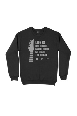 Life Is One Grand Siyah Sweatshirt