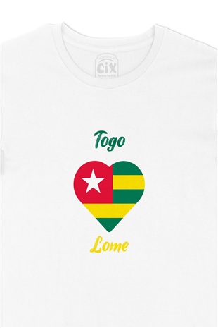 Lome Togo Bayraklı Kalpli Tişört