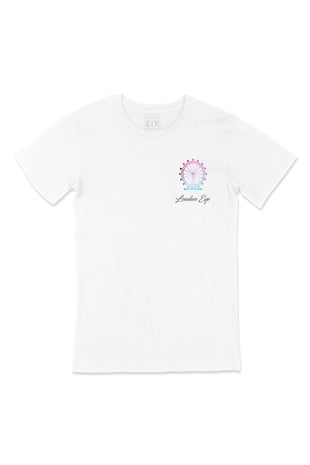 London Eye Cep Logo Tasarımlı Beyaz Tişört