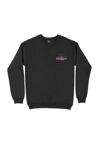 London Londra Renkli Cep Tasarım Baskılı Sweatshirt