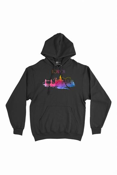 London Londra Renkli Kapşonlu Sweatshirt Hoodie