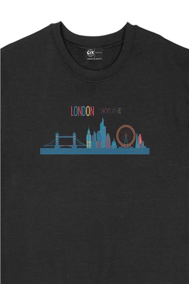 London Londra Skyline Renkli Sweatshirt