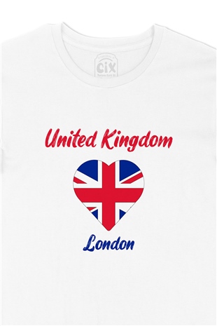 Londra İngiltere Bayraklı Kalpli Tişört