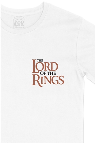 Lord Of The Rings Cep Logo Tasarımlı Beyaz Tişört