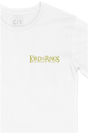 Lord Of The Rings Return Cep Logo Tasarımlı Beyaz Tişört