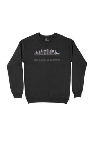 Los Angeles California Manzaralı Siyah Sweatshirt