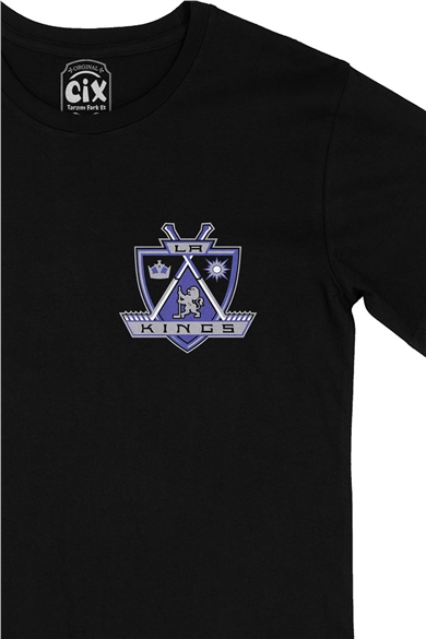 Los Angeles Kings Cep Logo Tasarımlı Siyah Tişört