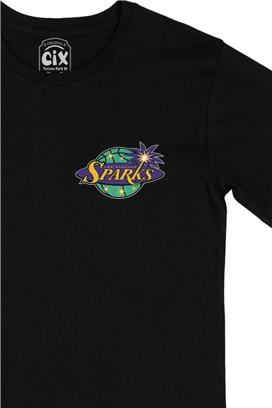Los Angeles Sparks Cep Logo Tasarımlı Siyah Tişört
