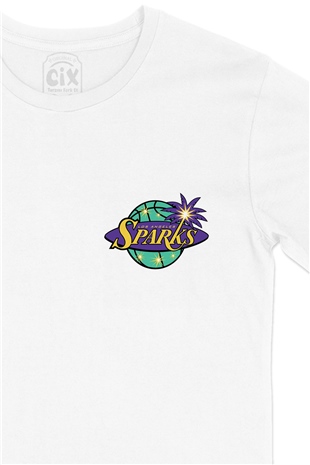 Los Angeles Sparks Cep Logo Tasarımlı Beyaz Tişört