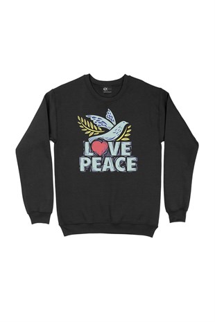 Love And Peace Siyah Sweatshirt