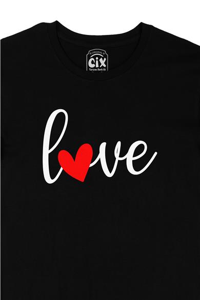 Love Aşk Kalpli Siyah Tişört