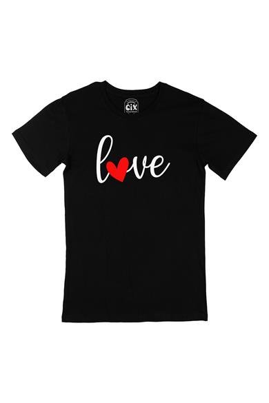 Love Aşk Kalpli Siyah Tişört