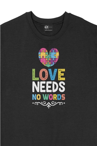Love No  Words Siyah Sweatshirt