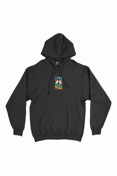Love Peace Barış  Minimal Kapşonlu Sweatshirt Hoodie
