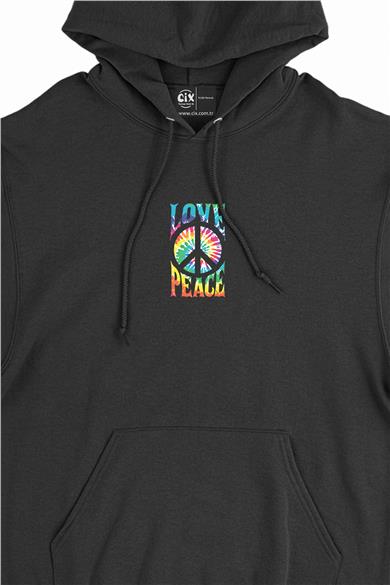 Love Peace Barış  Minimal Kapşonlu Sweatshirt Hoodie