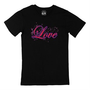 Love Yazılı Siyah Tişört