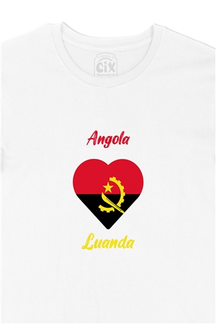 Luanda Angola  Bayraklı Kalpli Tişört