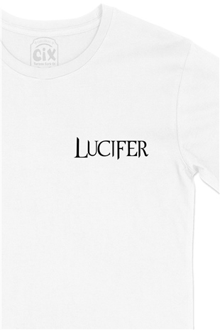 Lucifer Cep Logo Tasarımlı Beyaz Tişört