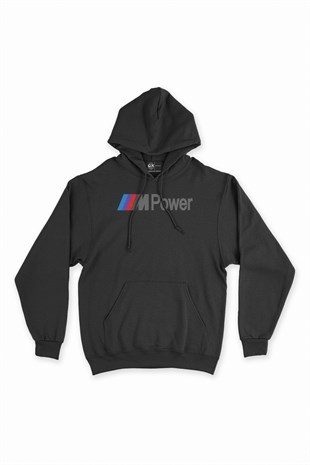 M Power Siyah Kapşonlu Sweatshirt Hoodie