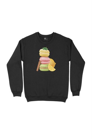 Macaron Siyah Sweatshirt