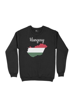 Maceristan Haritalı ve Bayraklı Siyah Sweatshirt
