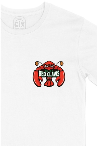 Maine Red Claws Cep Logo Tasarımlı Beyaz Tişört